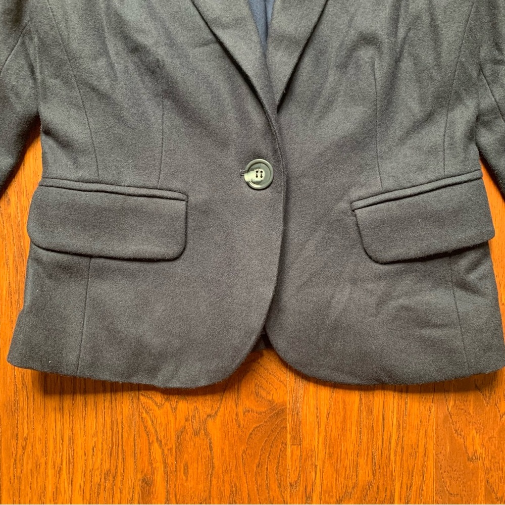 Vintage Necessary Objects Navy Wool Blend Blazer 3/4 Sleeve Puff Shoulder XS - Picture 6 of 9